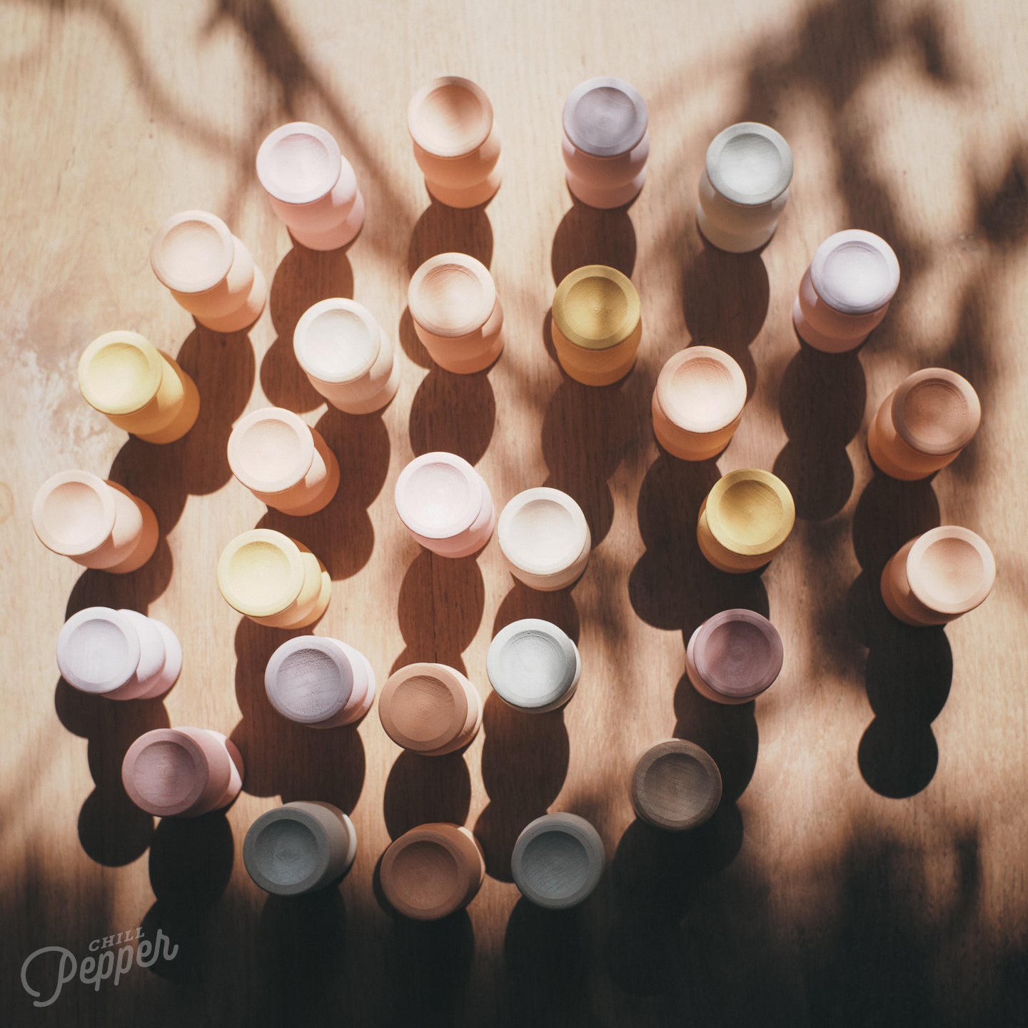 Chill Pepper Sweets wooden stacking game - Loose parts play in a spiral shape